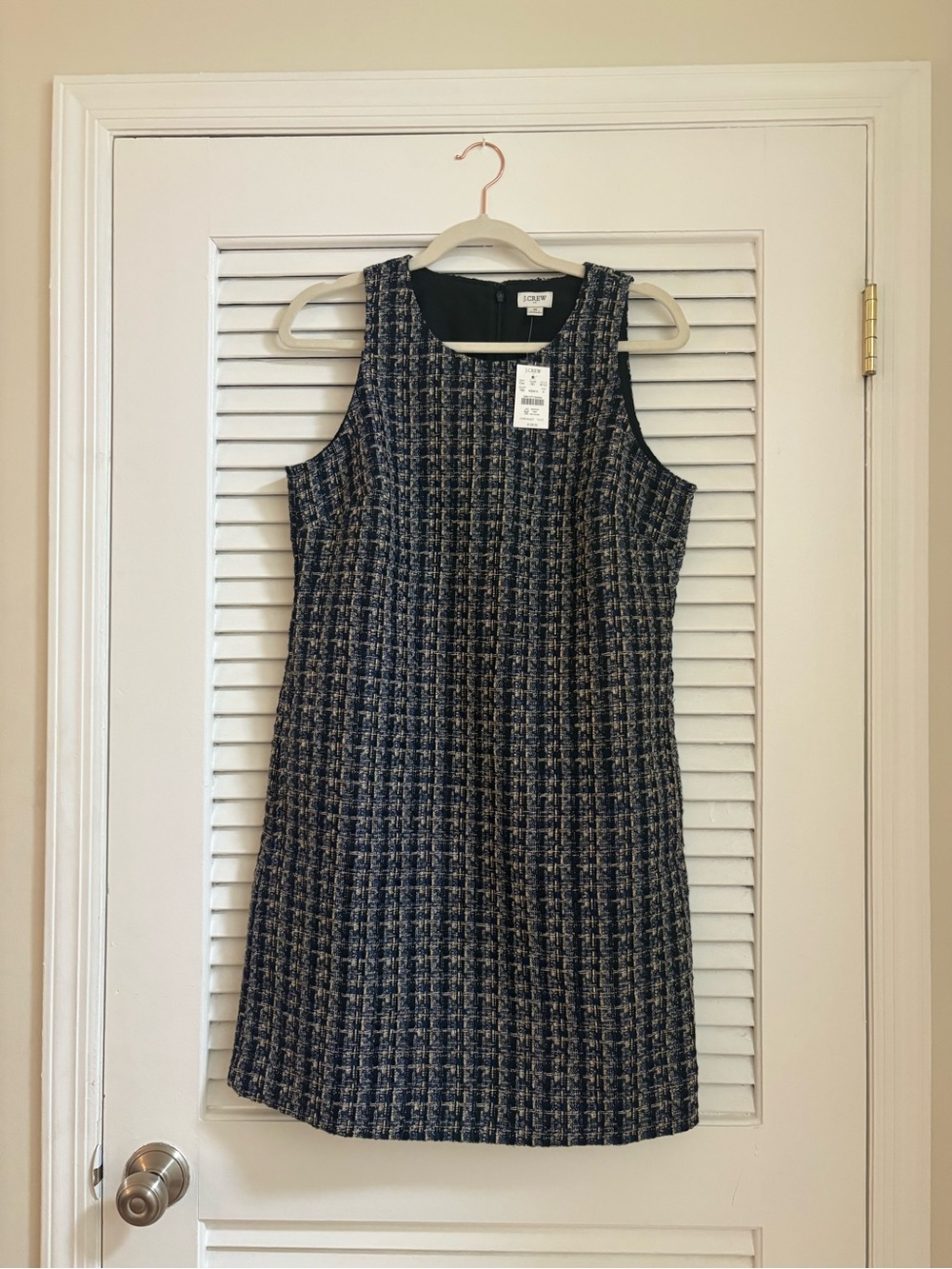 J. Crew Navy and White Tweed Mini Dress